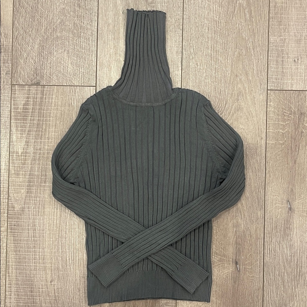 Zara Ribbed PulloverTurtleneck Slim Fit Sweater in Dark Gray Size Medium